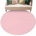 thumbnail image 2 of Light Pink Round Rugs 5ft, Farmhouse Solid Pink Color Modern Art Non Slip Washable Rug Runner, Low Pile Indoor Floor Carpet Mat Bathroom Rugs for Living Room, Bedroom, Kids Room, 2 of 9