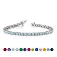 thumbnail image 1 of JeenMata Pulsera de Tenis de 3 Quilates con Corte Redondo en Forma de Marzo, Aguamarina, Piedra Natal, Diseño de Eternidad, Chapado en Oro Blanco, para Mujer y Adulta, 1 of 6