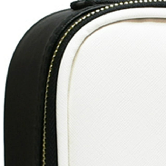 Sac Cosmétique Sac de Rangement en Cuir Sac de Rangement Cosmétique PU Cuir Grande Capacité Imperméable à l'Eau Réglable Partition Trousse de Maquillage pour Voyage Noir Blanc