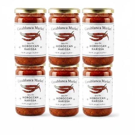 Casablanca Market Harissa Hot Sauce 6-Pack (10.5oz Each) – Moroccan Gourmet Red Chili Paste – Authentic North African Spice – Non-GMO –