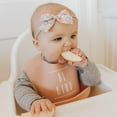 thumbnail image 2 of Simka Rose Silicone Baby Bibs for Babies and Toddlers - Dishwasher Safe Soft Adjustable and Waterproof - Flexible Chemical Free Bib - Gift for Parents (Blush/Grey), 2 of 9
