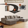 thumbnail image 5 of Wiilayok 135" Cloud Sectional Sofa with 1 Ottoman,Modern Minimalist Upholstered Couches, Oversized Boneless Comfort U Shaped Sofa for Living Room,Deep Seat Corner Couch,Brown(Plush Corduroy Fabric), 5 of 8