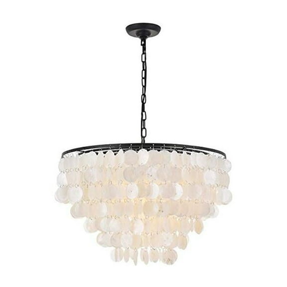 Living District Selene 6-Light Mid-Century Metal Pendant in Black and White