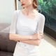 thumbnail image 5 of Tejiojio Women's Sheer Mesh Top Asymmetrical Neckline Half-Sleeve Casual Elegant Blouse, 5 of 6