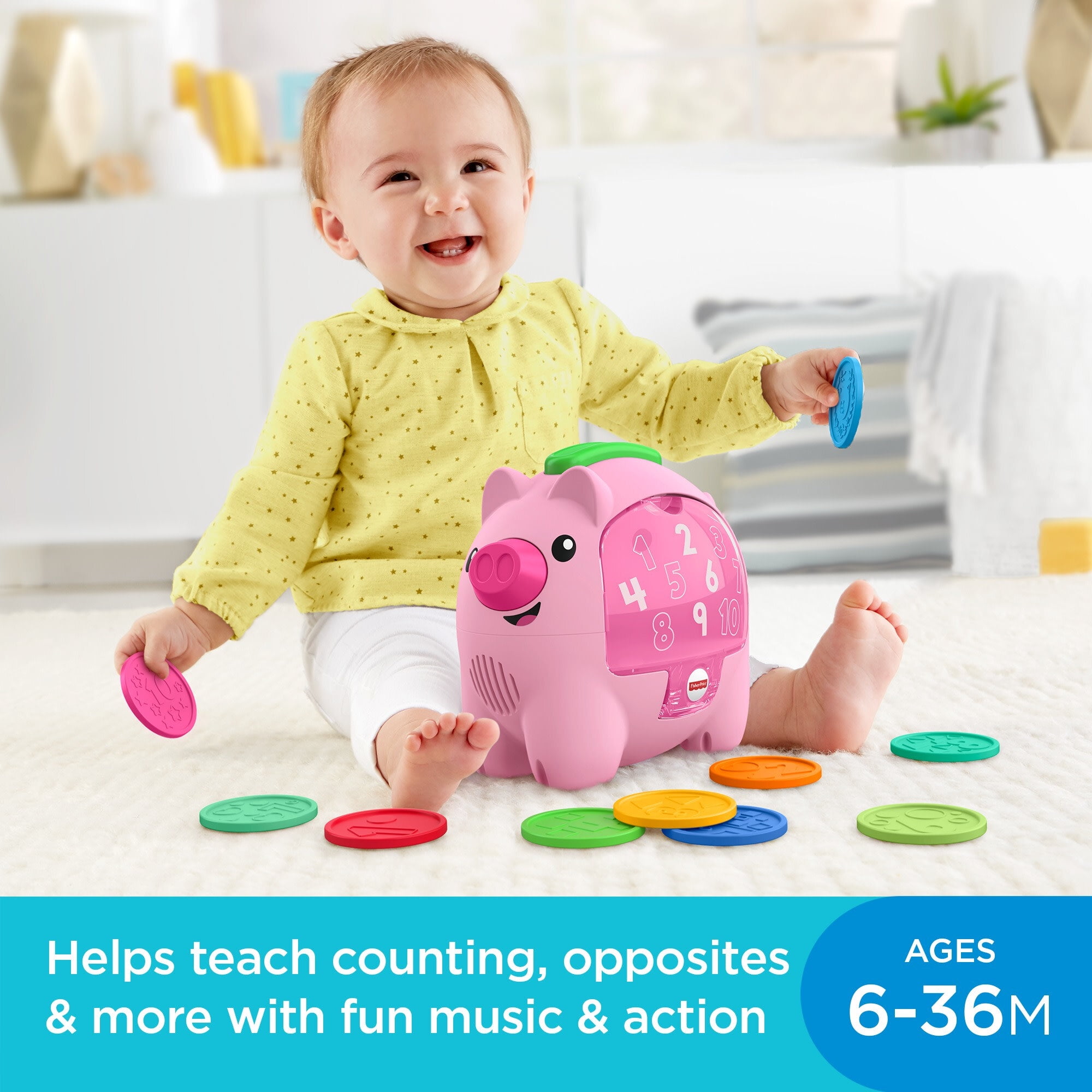 Fisher Price Electronic Pig Counting Music Educational Toy Piggy Bank  Preschool