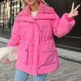 thumbnail image 6 of TrendVibe365 Womens Puffer Jackets and Coats Pink Long Sleeve Down Jacket without Hood Long Winter Coats Packable Warm Outerwear Solid Thick Coat Zip Winter Clothes with Pockets 2023 Overcoat, 6 of 7