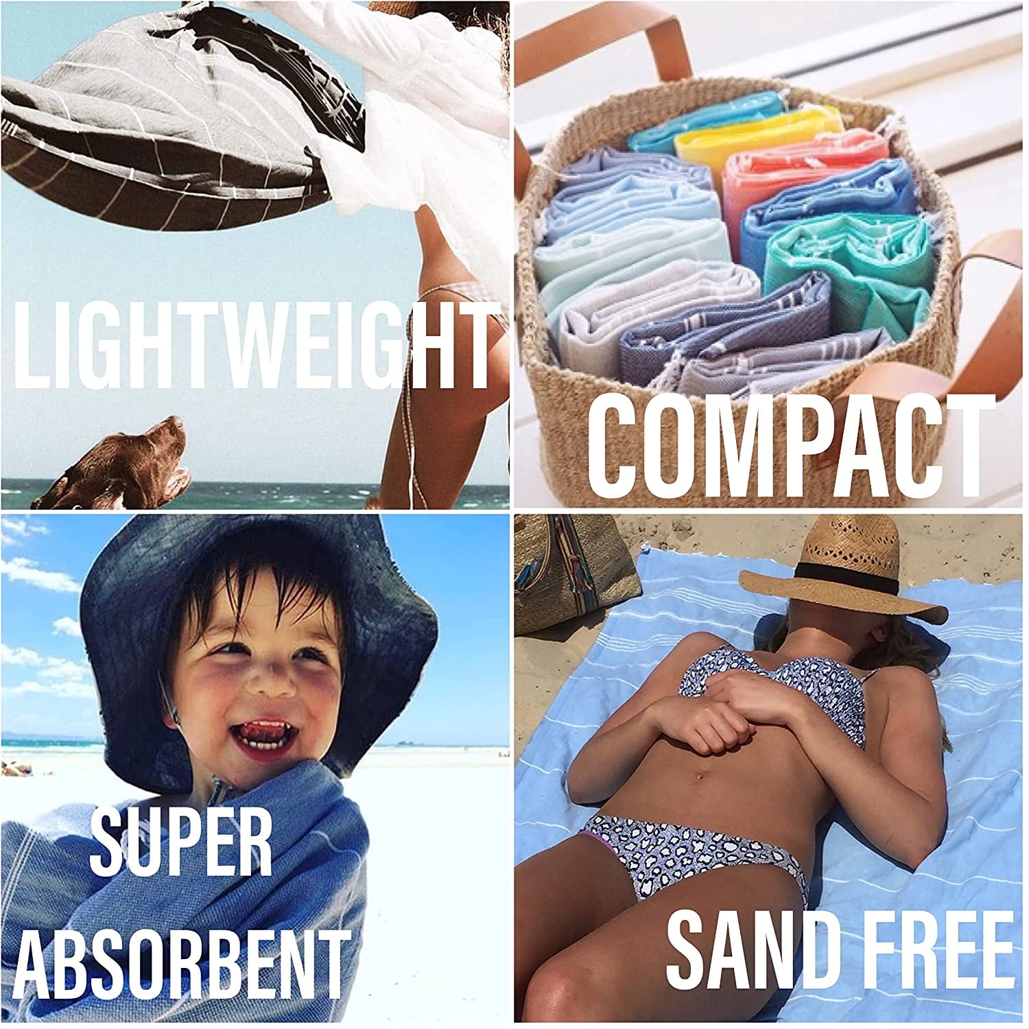 Beach Towels Oversized 39x71 | Turkish Beach Towel | Quick Dry, Sand Free, Soft, Absorbent, Lightweight, Compact Travel Towel | Large Pool Towels | Turkish Bath Towels Set of 6