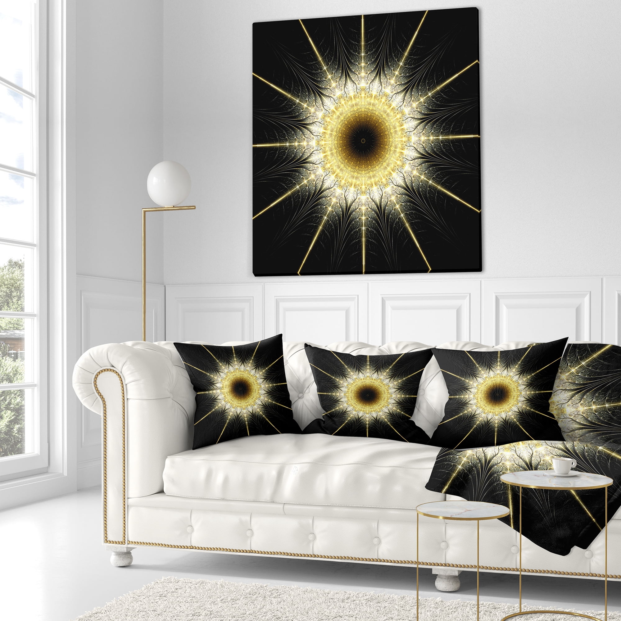 Designart 16" x 16" Contemporary, Modern Black Polyester Throw Pillow