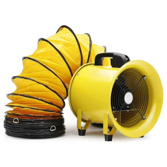 Telyswee 8 Inches Utility Blower/Exhaust w/ 16.4FT / 32.8 FT Hose Fan, 3300 r/min High Velocity Low Noise Extraction and Ventilation Fan with Duct Hose
