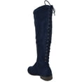 thumbnail image 3 of Liquid Navy Blue Suede Faux City Classified Women Flat Boots Side Zipper Back Lace Up Style Knee High 7.5, 3 of 3