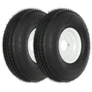 Weize 2PK 5.70-8 Bias Trailer Tire with 8" White Wheel - 4 on 4" - Load Range C