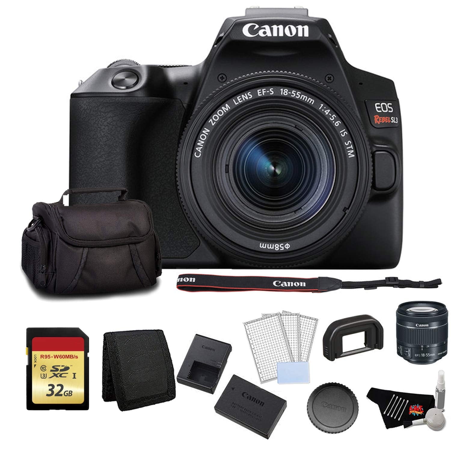 Canon EOS Rebel SL3 DSLR Camera with 18-55mm Lens (Black) Advanced Bundle(International Model)