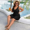 thumbnail image 6 of Asoul Plus Size Scalloped V Neck Swimwear for Womens One Piece Swimsuits Tummy Control Swimdress Bathing Suits with briefs, 6 of 7