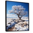 thumbnail image 2 of Designart "Winter Solitude Snowy Tree" Floral Floater Framed Canvas Print, 2 of 7