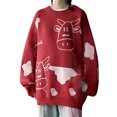 thumbnail image 1 of erdimoy Pull Décontracté Mode Motif Vaches Manches Longues Col Rond Hauts pour Femmes, 1 of 5