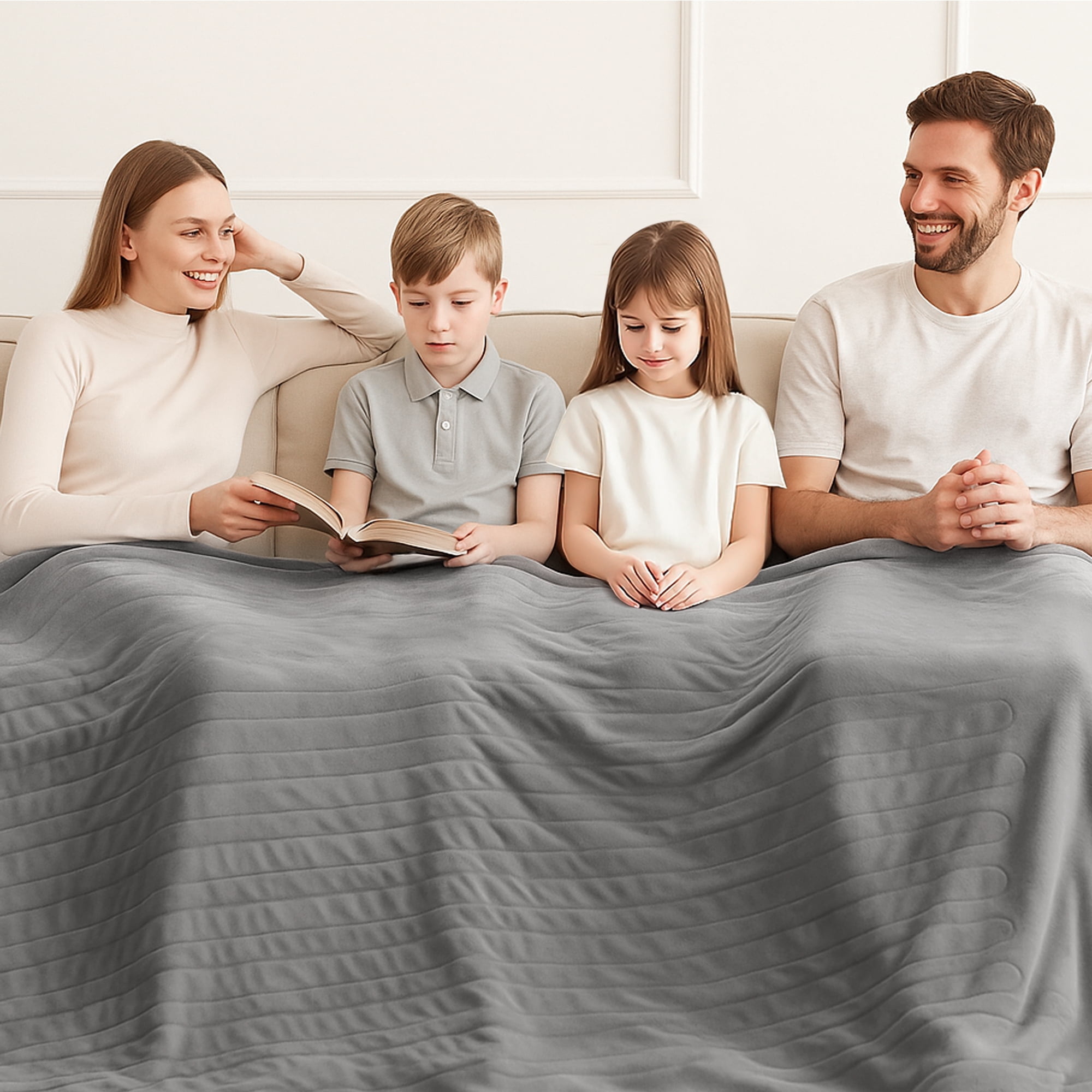 Electric Heated Throw Blanket 90"x100" – 5 Heat Levels, 2-10H Auto-Off Timer, Overheat Protection, ETL & FCC Certified, Flannel Sherpa Heated Blanket, Machine Washable, Energy-Saving Smart Heat