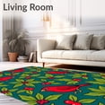 thumbnail image 2 of ODIKA 8'x10' Machine Washable Non-Slip Area Rug, Enchanted Holly Berry Christmas Floor Seasonal Decoration High Traffic Rug, Red, 631465, 2 of 7