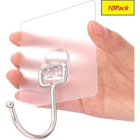 

All-Purpose Large Adhesive Hooks 10-Pack 37 lb(Max) Removable Wall Hooks for Hanging Large Waterproof Stick on Hooks for Organization