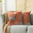 thumbnail image 2 of Orange Grey Gray Pillow Covers 18X18 Inch Set of 2, Fall Colored Modern Geometry Dahlia Floral Print Decorative Throw Pillow Covers Outdoor Farmhouse Cushion Case for Couch Sofa Bed Decor, 2 of 5