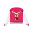 thumbnail image 6 of Staki Girl Christmas Jacket Kids Baseball Jackets Casual Jacket Christmas Bomber Jackets(Hot Pink,11-12 Years), 6 of 7