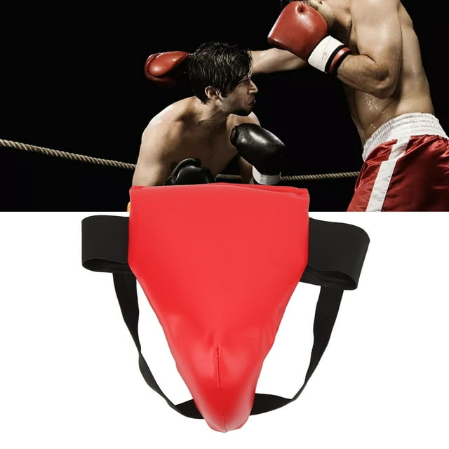 Groin Protector for Boxing Kickboxing Training Shock Absorption Ventilated Adjustable Jockstrap Abdominal Guard Red