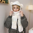 thumbnail image 3 of UFOUND Women Cartoon Cute Bear Hat Scarf Autumn Lightweight Warm Comfortable Cotton Ear Surround Connect Hat Winter, 3 of 3