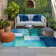 thumbnail image 2 of Teal Blue Outdoor Rug for Patio/Deck/Porch, Non-Slip Large Area Rug 4 x 6 Ft, Modern Oil Painting Abstract Geometric Indoor Outdoor Rugs Washable Area Rugs, Reversible Camping Rug Carpet Runner, 2 of 8