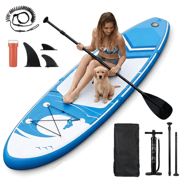 10FT Stand UP Paddle Board 120'' * 32'' * 6'' Inflatable Paddle Board W Pump Paddleboard & Accessories Backpack Paddle Leash ISUP Fishing Yoga for Adult & Youth & Children