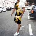 thumbnail image 1 of Men's Suit Category - All-Over Print Short Sleeve Tee and Quarter Pants Two-Piece Set for Men, 1 of 4