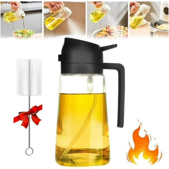 2 In 1 Oil Dispenser And Oil Sprayer, 2in1 Glass Olive Oil Dispenser Bottle, 2 In 1 Olive Oil Dispenser And Oil Sprayer, Oil Sprayer For Cooking 2 In 1, Oil Dispenser Bottle Spray And Pour (1Pc)