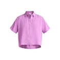 thumbnail image 5 of Time and Tru Women's Cotton Double Cloth Cropped Shirt, Size XS-XXXL, 5 of 5