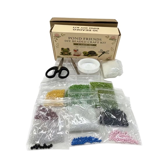 3D Beaded Animal DIY Kit, Pond Theme Bead Craft Set with Colorful Beads and Thread, Creative Handmade Making Kit for Craft Lovers
