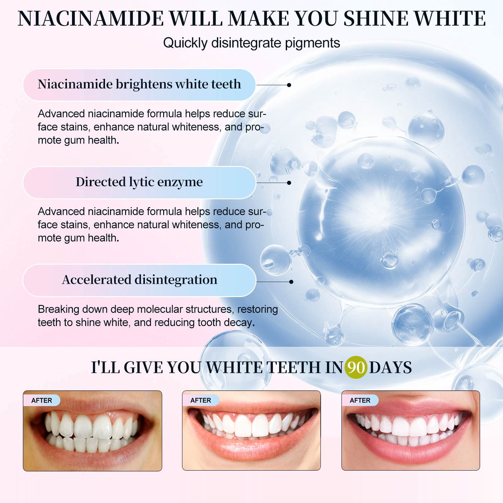 3 Pack Niacinamide Toothpaste, Whitens Teeth, Long-Lasting Freshness, 3.8 OZ