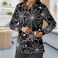 thumbnail image 3 of Binienty Spider Web Scrub Jackets For Women Halloween Nurse Costume Soft Snap Front Vet Workers Medical Assistants Nursing Essentials For Nurses, Snap Front Medical Uniforms Breathable Fitted, 3 of 7