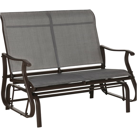 JERFIT 2-Person Outdoor Patio Glider Bench with Steel Frame, 500 lb Capacity, Breathable Mesh Loveseat for Garden, Porch & Backyard, Gray