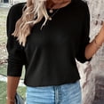 thumbnail image 6 of Women Blouses Womens Waffles Knit Pullover Open Back Casual Tops Long Sleeve Back Knot Shirts Blouse Long Sleeve Casual T Shirts S-64 Black XXL, 6 of 7