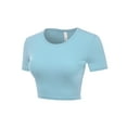 thumbnail image 2 of Women Rib Casual Slim Fit Short Sleeve Crew Neck Basic Crop T Shirt Top, 2 of 5
