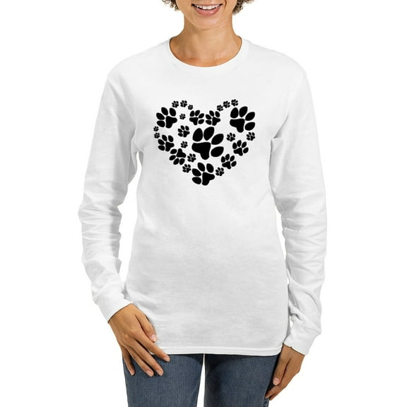 CafePress - Paws Heart Women's Long Sleeve T Shirt - Women's Long Sleeve Graphic Casual T-Shirt