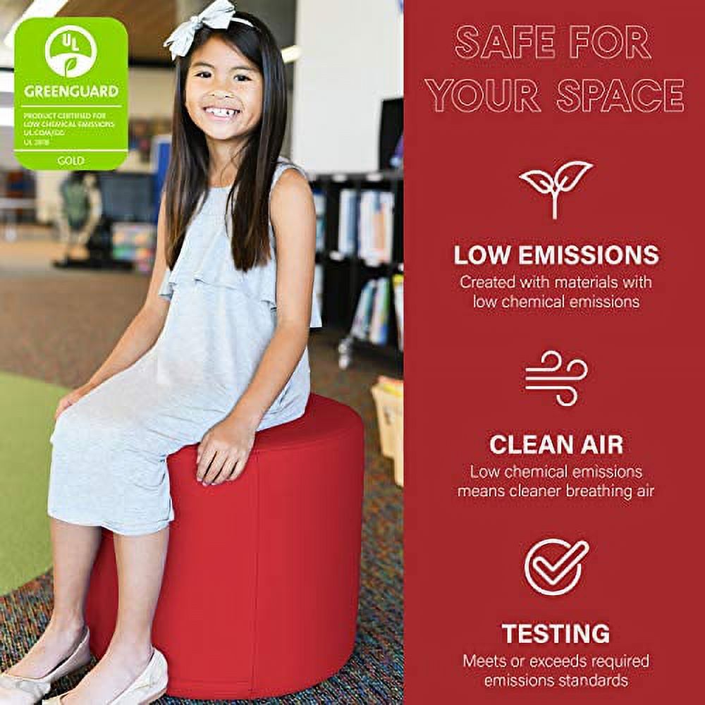 SoftScape 18" Round Ottoman, Collaborative Flexible Seating for Kids, Teens, Adults Furniture for Classrooms, Libraries, Offices and Home, Standard 16" H - Red - image 5 of 5