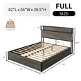 thumbnail image 4 of Merluxy Full Size Lift Up Storage Bed, Metal Wood Storage Headboard & Charging Station, Rustic Grey, 4 of 8