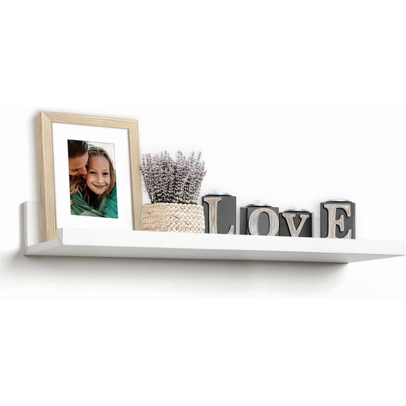 Americanflat 24"" Floating Shelf - Engineered Wood Floating Shelves for Wall with Lipped Ledge - Long Floating Wall Shelves for Bedroom Bathroom Kitchen Office and Living Room - White