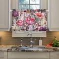 thumbnail image 4 of GZHJMY 36 Inch Length Kitchen Curtains Floral Print 2 Panels Half Window Sheer Curtains Rod Pocket Farmhouse Short Drapes for Bathroom Cafe Basement Home Decor, 4 of 7