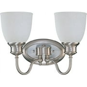 Nuvo Lighting 62797 - 2 Light (Medium Screw Base) 14.25" Bella Brushed Nickel Finish with Frosted Linen Glass Vanity Light Fixture (60-2797)