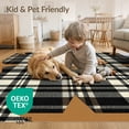 thumbnail image 4 of ODIKA 9'x12' Washable Area Rug Motif Plaid Stripe Border Panel Farmhouse Vintage Door Retro Refined Structured for Dining Room, Basement, Large Office, Non-Slip Chair-Friendly, 4 of 7