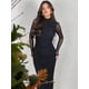 thumbnail image 5 of Mozision-Vestido largo de cuello alto para mujer, traje Sexy ajustado de dos capas, malla transparente de manga larga, elegante para fiesta y Club, 2024, 5 of 6