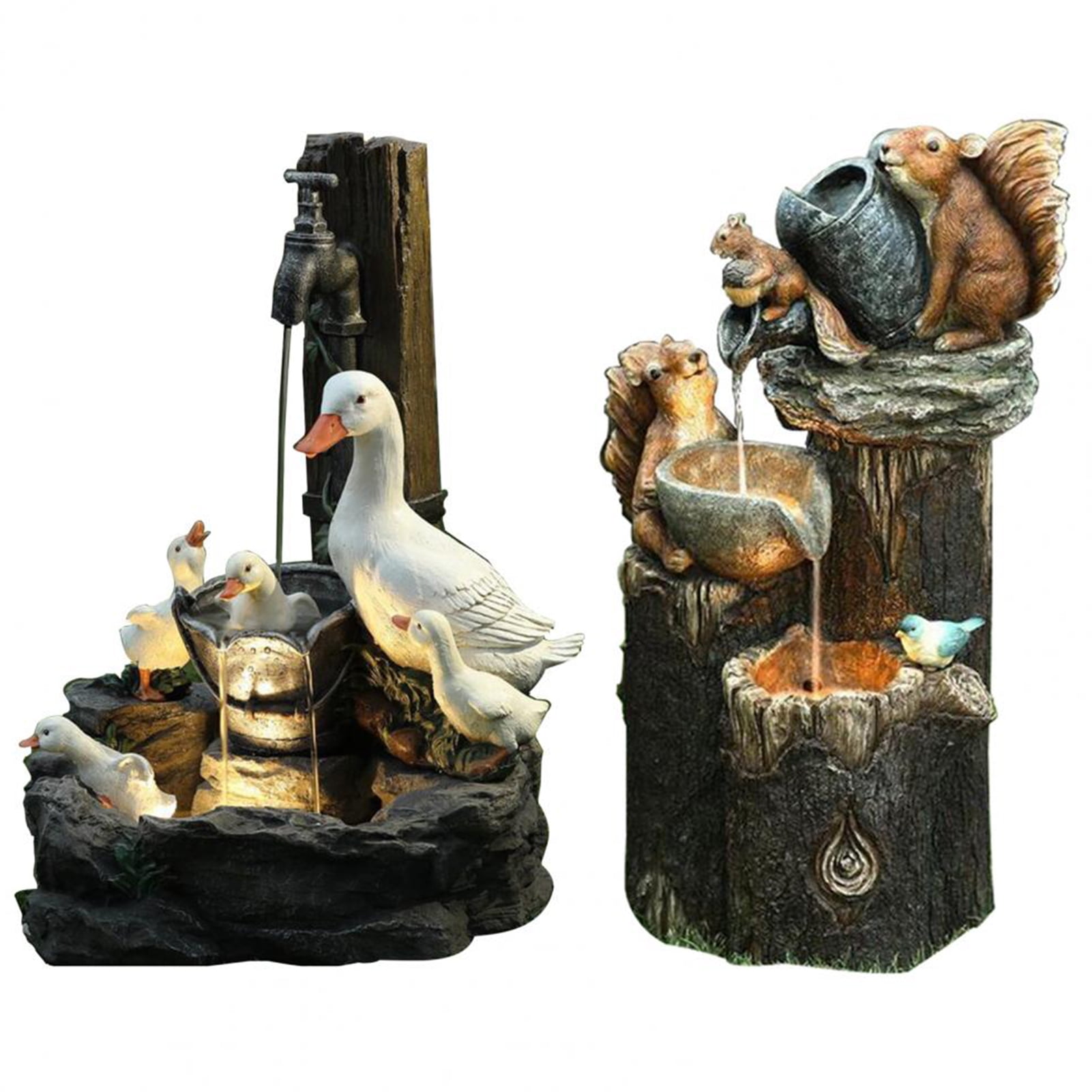 ReLive Retro Metal Duck 18.5 Inch Garden Decor with LED Solar Powered Lights 