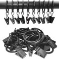thumbnail image 3 of Dsseng 44 Pack Metal Curtain Rings with Clips  Curtain Hangers Clips  Drapery Clips with Rings  Drapes Rings 1 in Interior Diameter  Fits Diameter 5/8 in Curtain Rod  Black, 3 of 7
