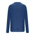 thumbnail image 4 of Arlun Fall Sweaters for Women V Neck Long Sleeve Casual Oversized Tops Lightweight Comfortable Solid Color Ribbing Splicing Loose Fit Pullover Sweater 2025 Blue M, 4 of 5