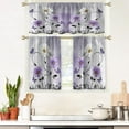 thumbnail image 3 of Teal Floral Kitchen Curtains Valance and Tiers Set 3 Piece Rustic Flowers White Daisy Butterfly Rod Pocket Small Short Living Room Bedroom Bathroom 54x18 inch + 27.5x36 inch*2, 3 of 6