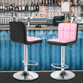 thumbnail image 3 of Magshion Set of 4 Adjustable Bar Stools with Square Stitch Backrest and Chrome Base Kitchen Counter Height Barstools, Pink/Black, 3 of 9